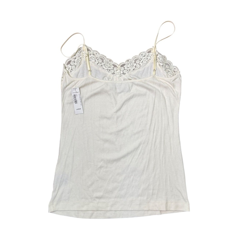 Worthington Lace Trim Cami Tank Top Cream Women's Size Large NWT Y2K - Picture 4 of 7